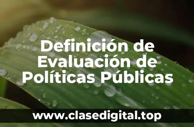 Definición de Evaluación de Políticas Públicas