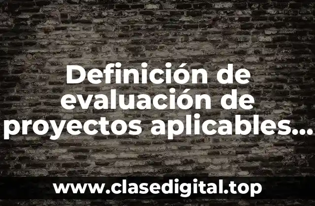 Definición de evaluación de proyectos aplicables en el trabajo