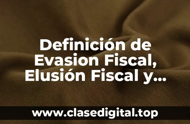 Definición de Evasion Fiscal, Elusión Fiscal y Defraudación Fiscal