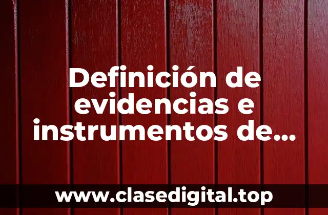 Definición de evidencias e instrumentos de evaluación por competencias
