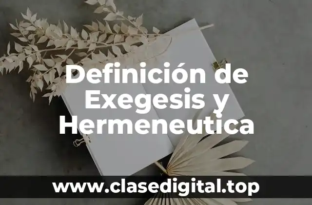 Definición de Exegesis y Hermeneutica
