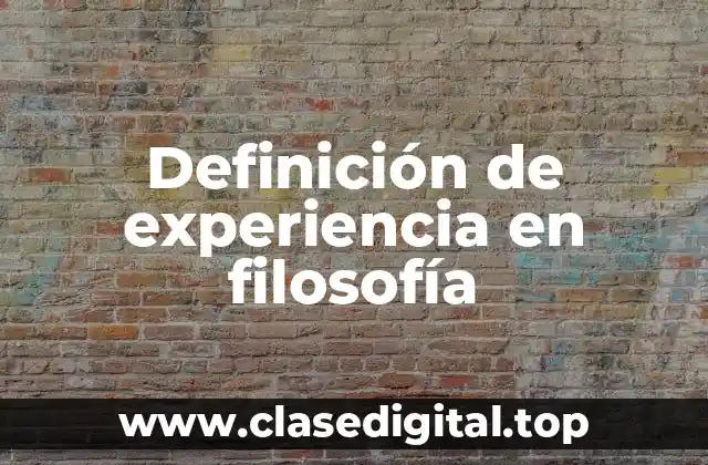 Definición de experiencia en filosofía
