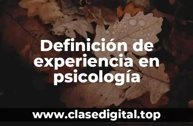 Definición de experiencia en psicología