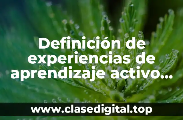 Definición de experiencias de aprendizaje activo en preescolar