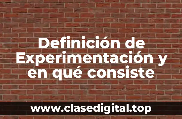 Definición de Experimentación y en qué consiste