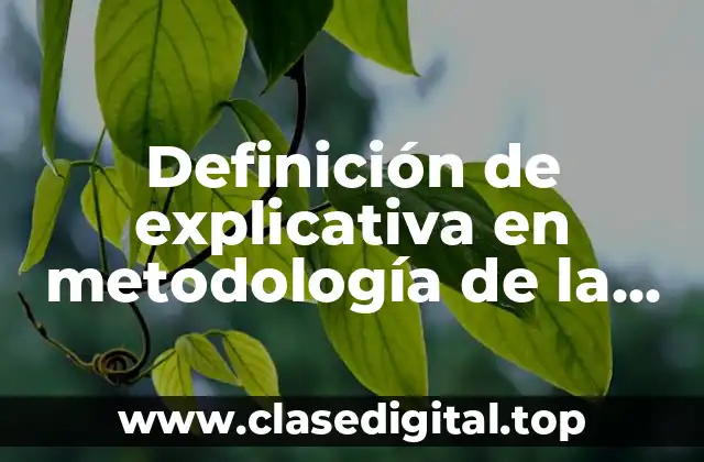 Definición de explicativa en metodología de la investigación