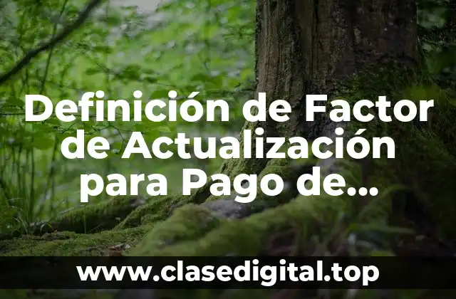Definición de Factor de Actualización para Pago de Impuestos
