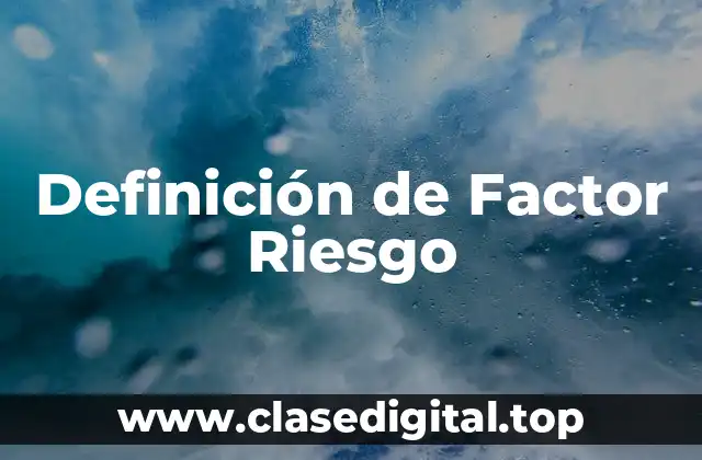Definición de Factor Riesgo