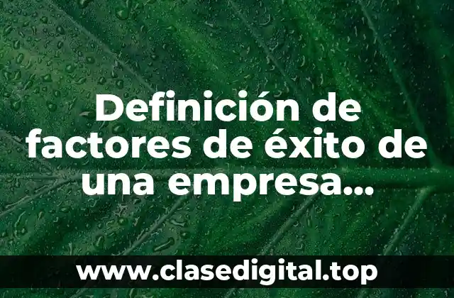 Ejemplos de factores de éxito de una empresa maquiladora innovadora