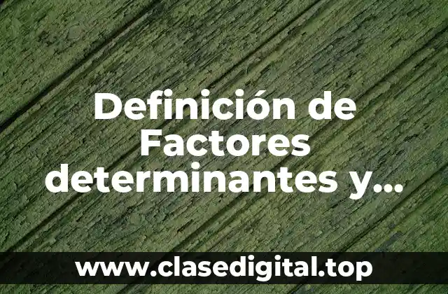 Definición de Factores determinantes y sustentantes del diagnóstico regional
