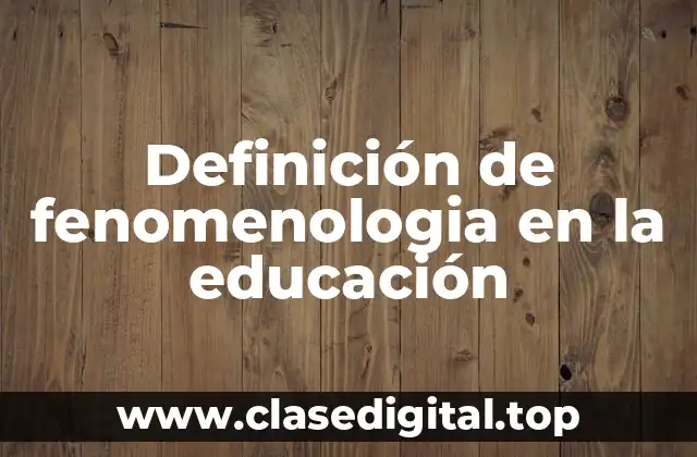 Definición de fenomenologia en la educación