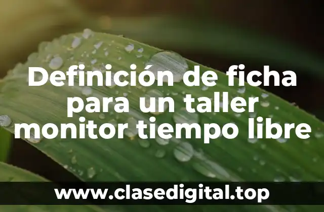 Definición de ficha para un taller monitor tiempo libre
