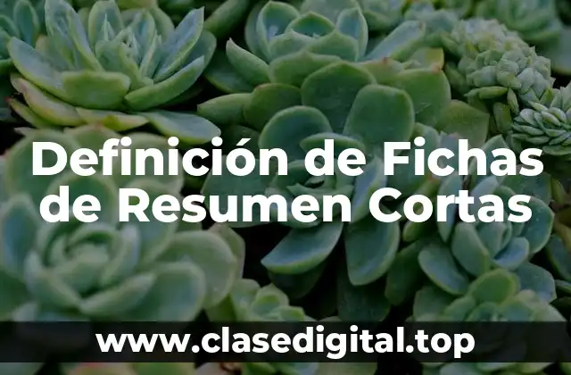 Definición de Fichas de Resumen Cortas
