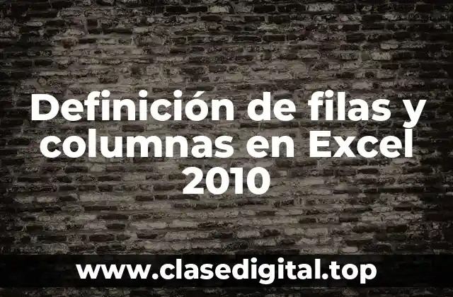 Definición de filas y columnas en Excel 2010
