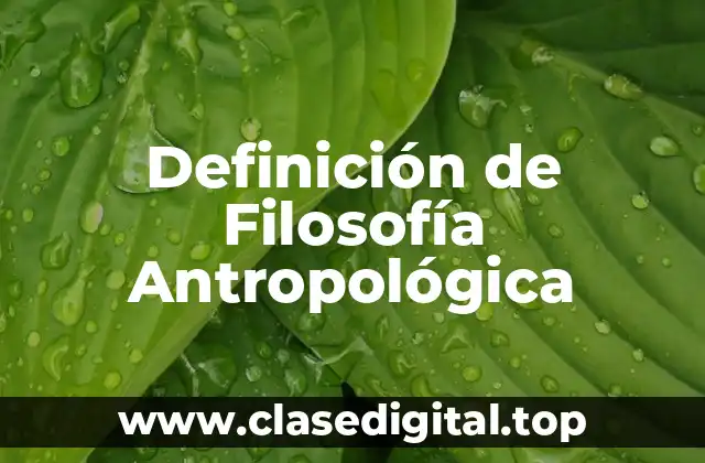 Definición de Filosofía Antropológica