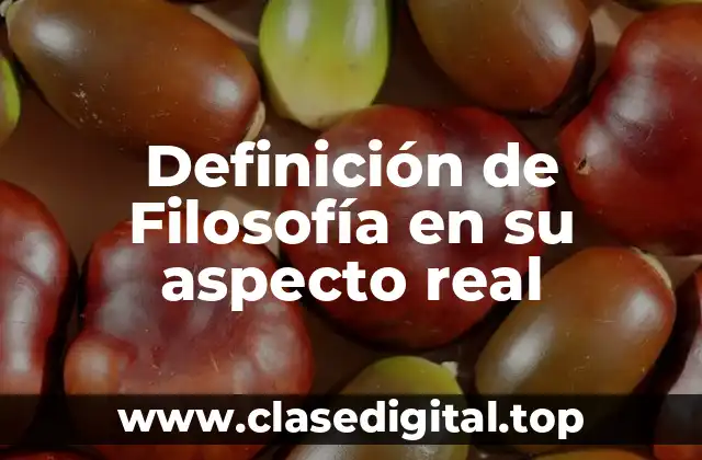 Definición de Filosofía en su aspecto real