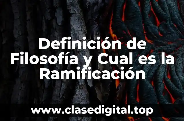 Definición de Filosofía y Cual es la Ramificación