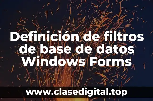 Definición de filtros de base de datos Windows Forms