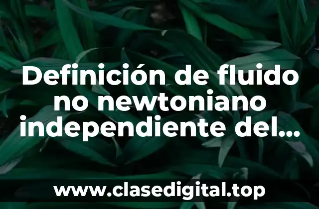 Definición de fluido no newtoniano independiente del tiempo