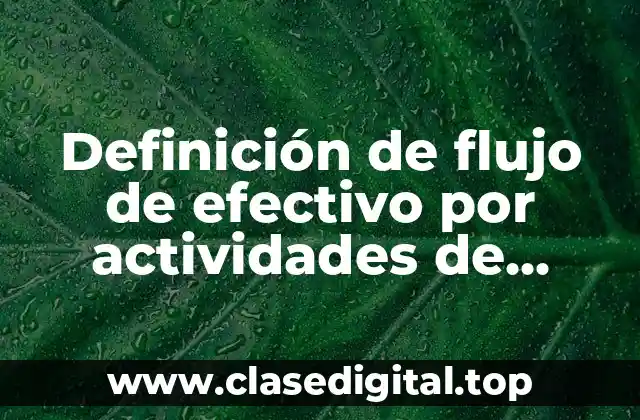 Definición de flujo de efectivo por actividades de operación