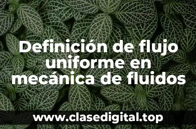 Definición de flujo uniforme en mecánica de fluidos