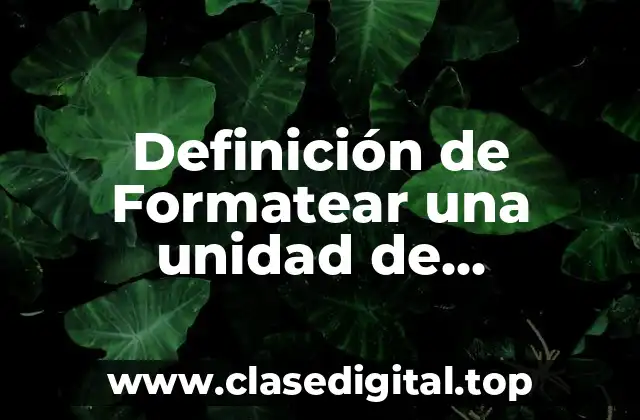 Definición de Formatear una unidad de almacenamiento