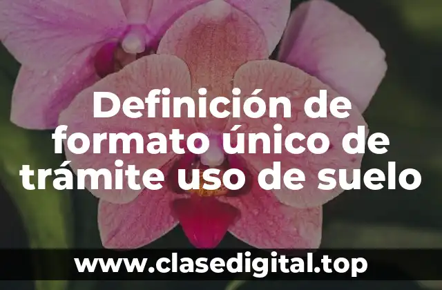 Definición de formato único de trámite uso de suelo