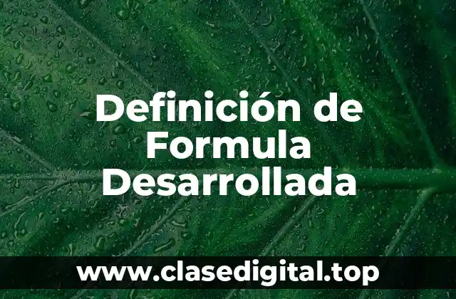 Definición Técnica de Formula Desarrollada