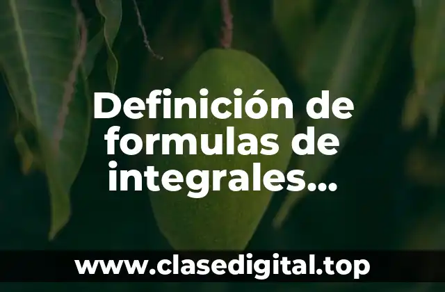 Definición de formulas de integrales inmediatas
