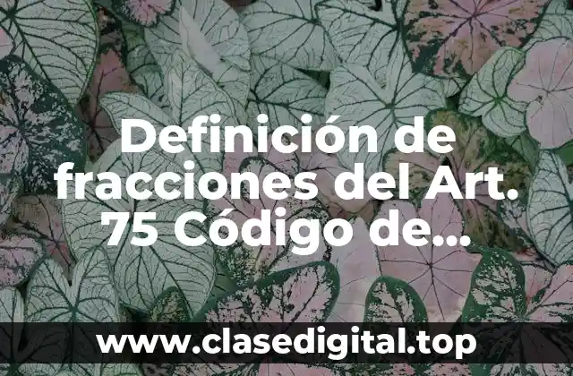 Definición de fracciones del Art. 75 Código de Comercio