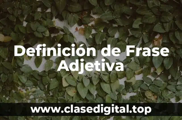 Definición de Frase Adjetiva