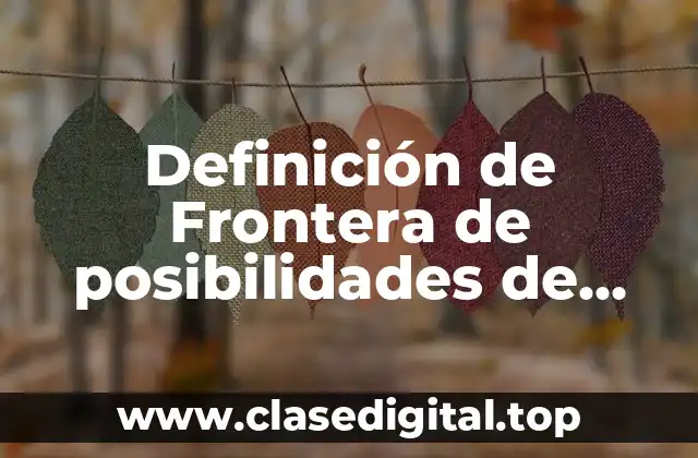 Definición de Frontera de posibilidades de producción en vida cotidiana