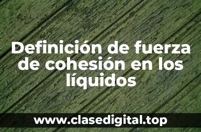 Definición de fuerza de cohesión en los líquidos