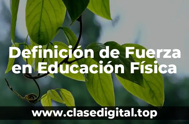 Definición Técnica de Fuerza en Educación Física