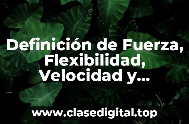 Definición de Fuerza, Flexibilidad, Velocidad y Resistencia en Biomecánica