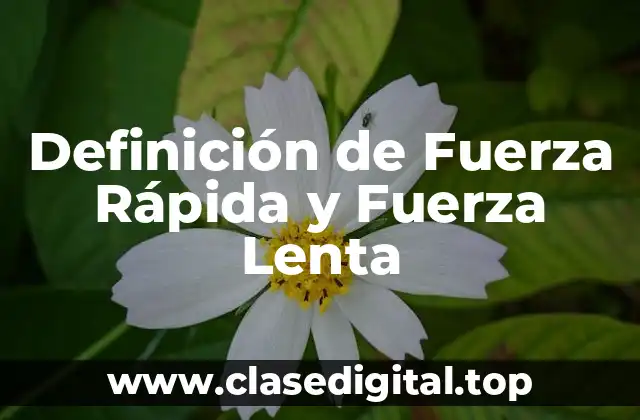Definición de Fuerza Rápida y Fuerza Lenta