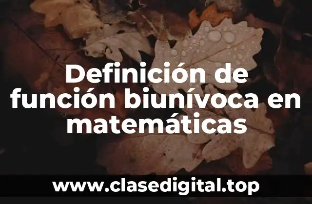 Definición de función biunívoca en matemáticas