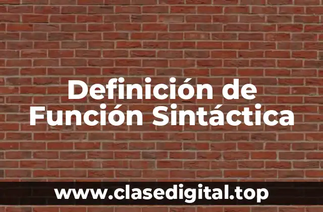 Definición de Función Sintáctica
