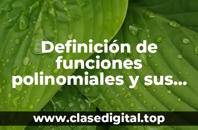 Definición de funciones polinomiales y sus graficas