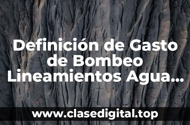 Definición de Gasto de Bombeo Lineamientos Agua Potable CNA