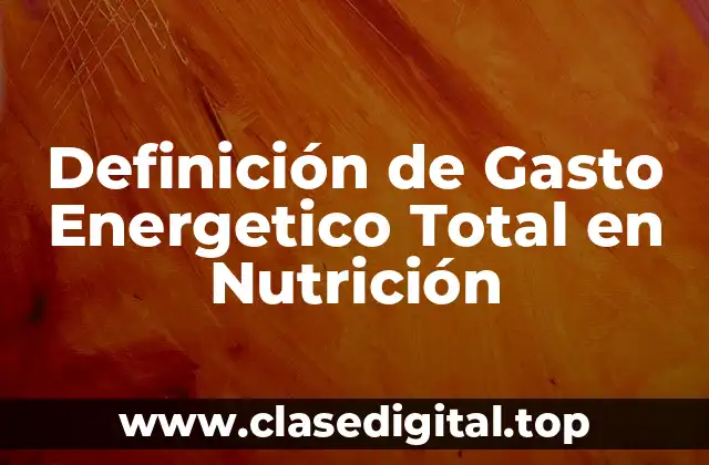 Definición de Gasto Energetico Total en Nutrición