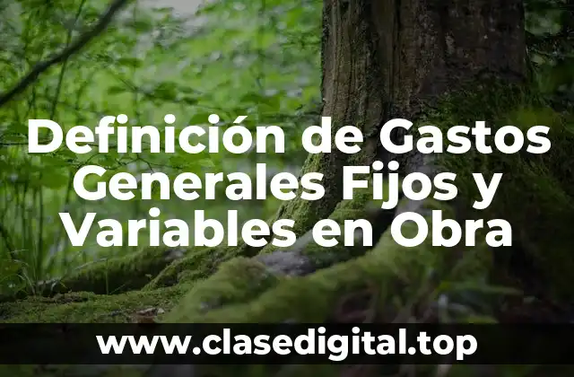 Definición de Gastos Generales Fijos y Variables en Obra