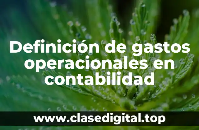 Definición de gastos operacionales en contabilidad