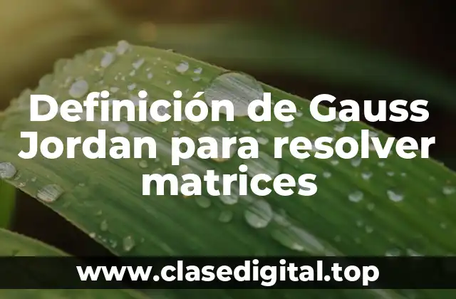 Definición de Gauss Jordan para resolver matrices