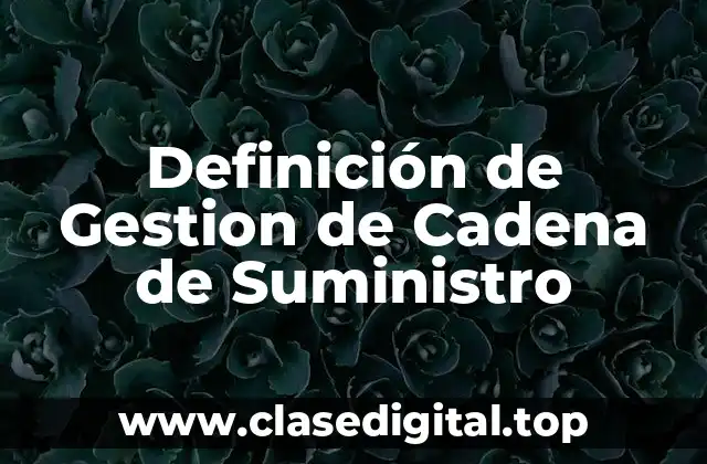 Definición de Gestion de Cadena de Suministro
