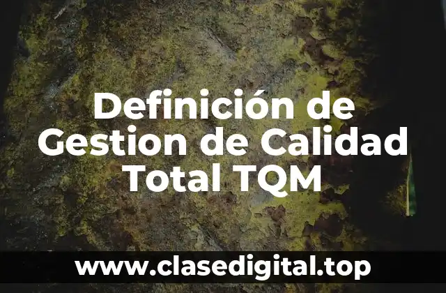 Definición de Gestion de Calidad Total TQM