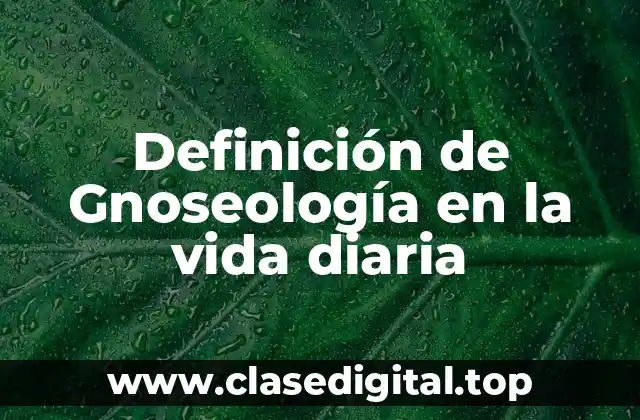 Definición de Gnoseología en la vida diaria