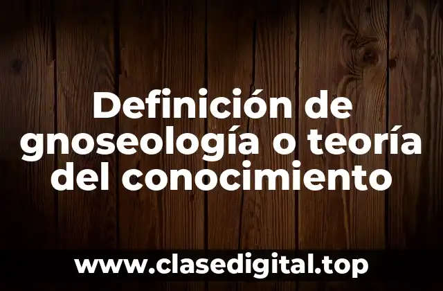 Definición de gnoseología o teoría del conocimiento