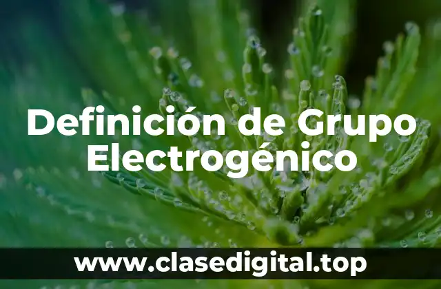Definición de Grupo Electrogénico