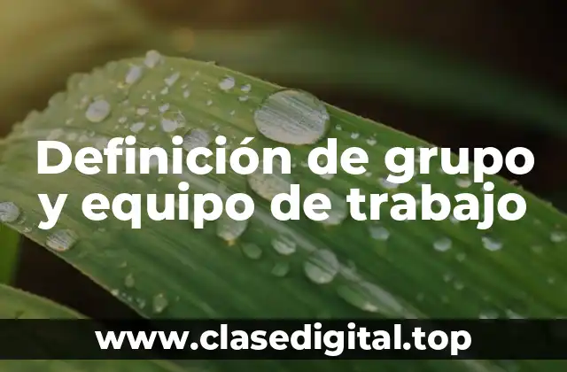 Definición de grupo y equipo de trabajo